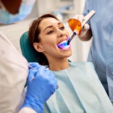 Dental patient receiving tooth-colored filling in Doylestown 